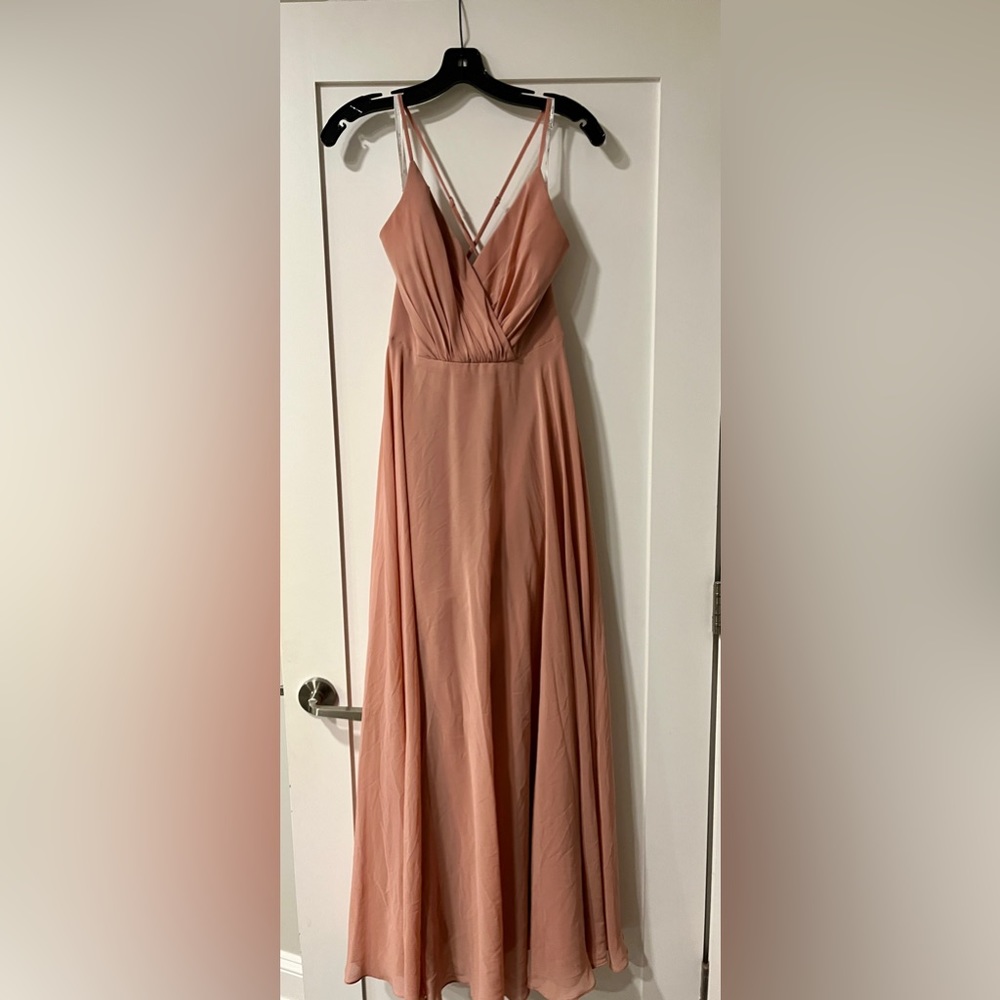 David’s Bridal spaghetti strap bridesmaid dress